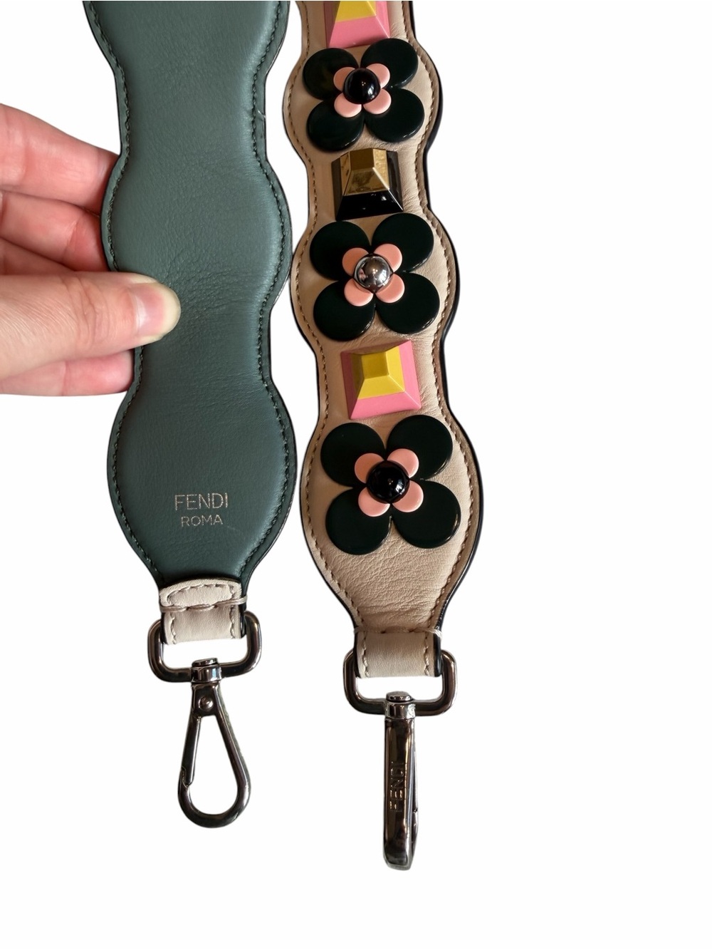 Authentic Fendi “Strap You” Muliticolor LeatherFlower & Pyramid Stud Strap - Picture 3 of 5